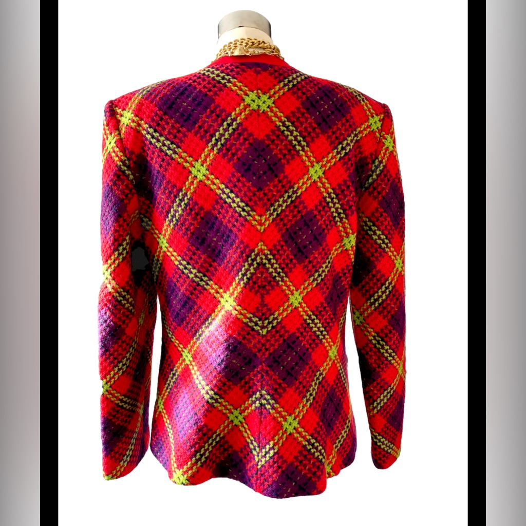 Vintage Arnold Scaasi Blazer Jacket Wool Tweed Blazer With Gold Buttons — image 7 of 8